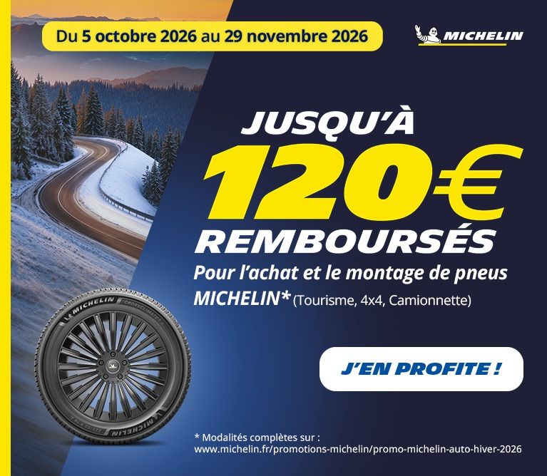 Jusqu’à 120€ remboursés sur vos pneus MICHELIN*